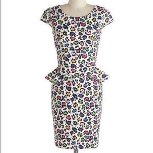 Betsey Johnson Multi-Color leopard peplum dress